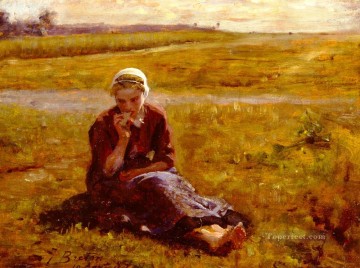 Afternoon Repast countryside Realist Jules Breton Oil Paintings